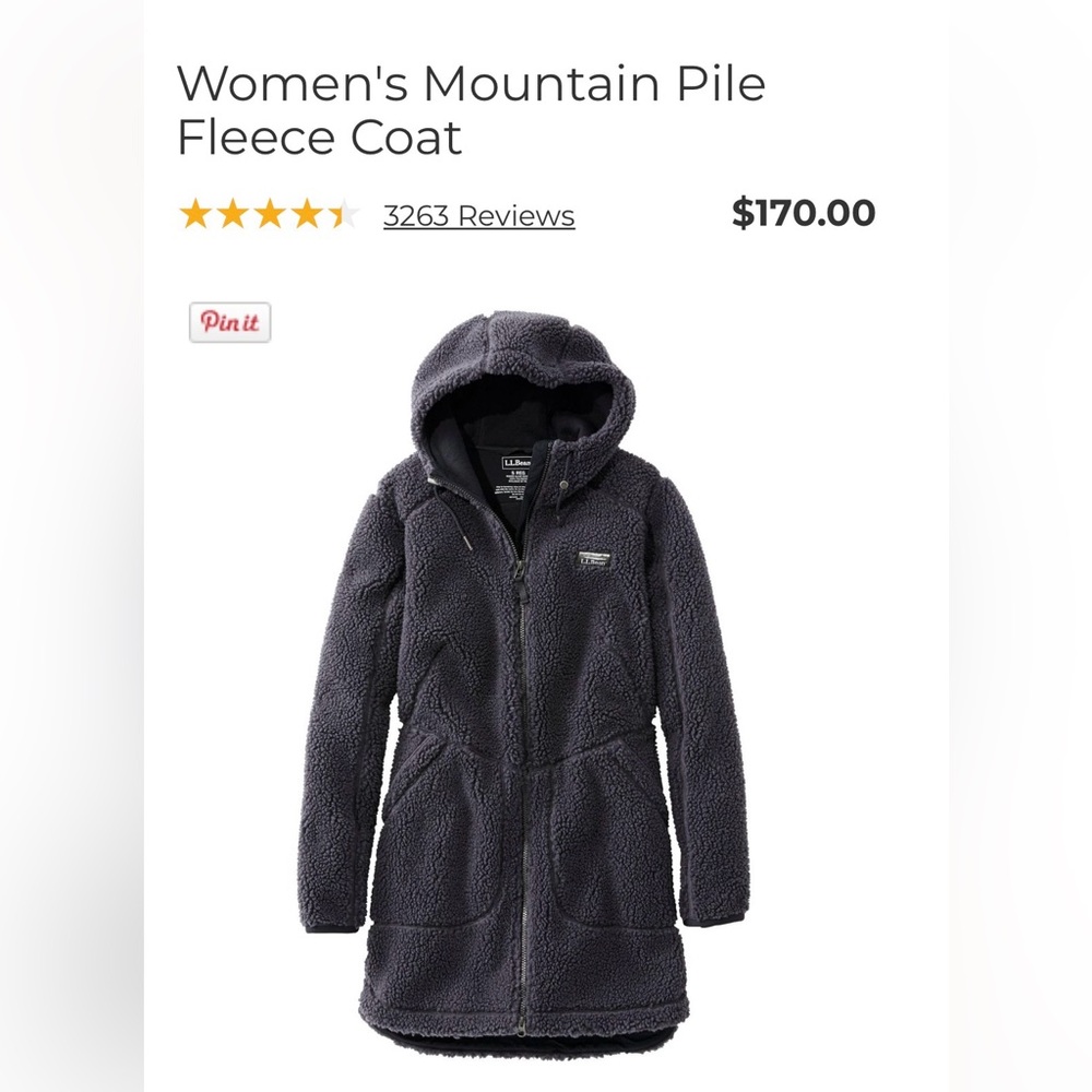 LL Bean Mountain Pile Dark Blue Fleece Jacket with Rust Accents - Picture 2 of 5